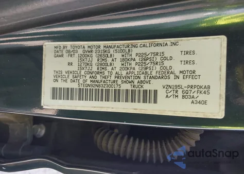 2003 Toyota Tacoma Prerunner V6 from USA, damaged, VIN 5TEGN92N83Z300175